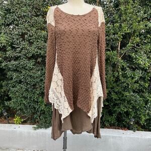 Ryu Boho Asymmetrical Brown Layered Trapeze Dress